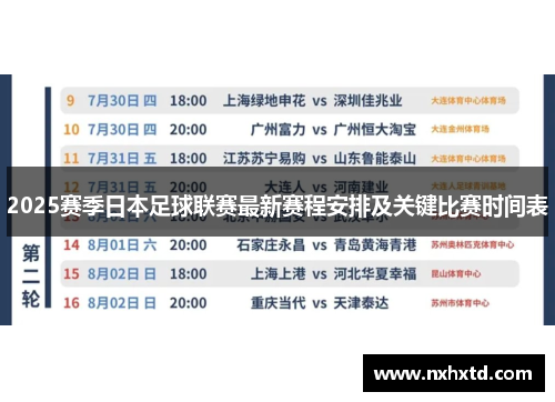 2025赛季日本足球联赛最新赛程安排及关键比赛时间表